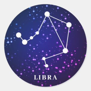 Adesivo Redondo Design de constelação de Libra Zodiac