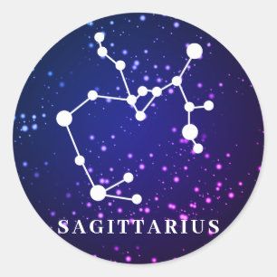 Adesivo Redondo Design de constelação de Sagittarius Zodiac