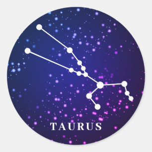 Adesivo Redondo Design de constelação de Taurus Zodiac