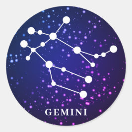 Adesivo Redondo Design de constelação Gemini Zodiac