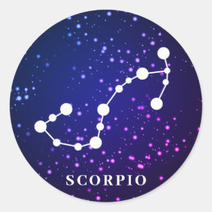 Adesivo Redondo Design de constelação Scorpio Zodac