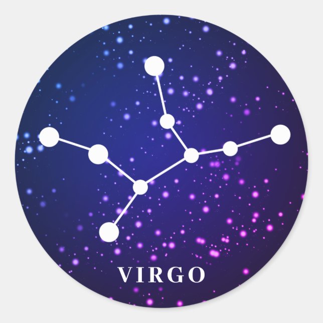 Adesivo Redondo Design de Constelação Virgo Zodiac (Frente)