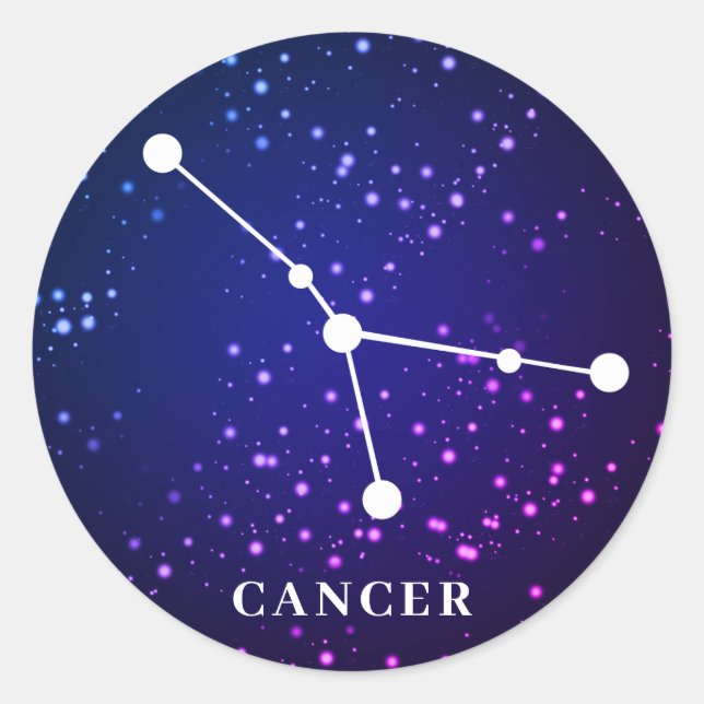 Adesivo Redondo Design de constelação Zodiac cancer (Frente)