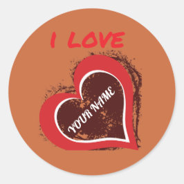 Adesivo Redondo Design de Coração de Amor Grunge Editável – Adicio