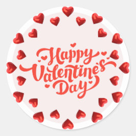 Adesivo Redondo Design de Coração Vermelho Valentin Sticker