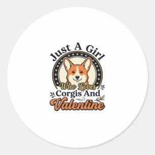 Adesivo Redondo Design de Corgi de São Valentim para Amantes de Cã