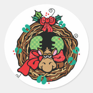 Adesivo Redondo design de coroa de natal