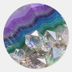 Adesivo Redondo Design de Cristal Vibrante Fusão de Quartzo Prismá