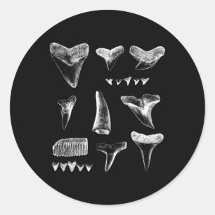 Adesivo Redondo Design de Dentes Engraçados De Tubarão Para Homens