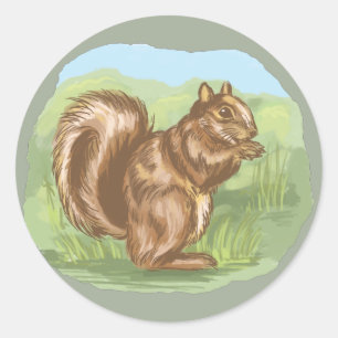 Adesivo Redondo Design de desenho animado da vida silvestre de esq