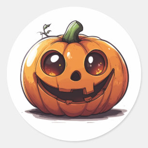 Adesivo Redondo Design de desenho animado de abóbora de Halloween