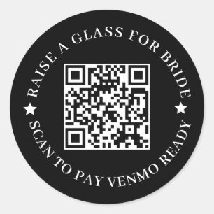 Adesivo Redondo Design de despedida de solteiro preto com QR