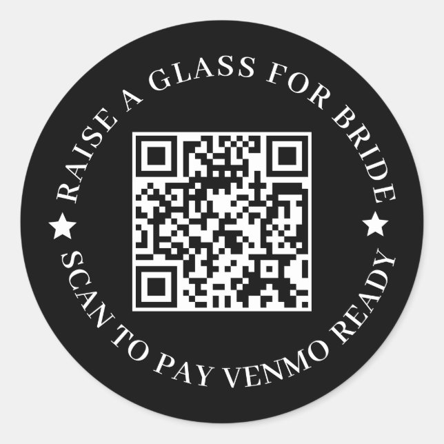 Adesivo Redondo Design de despedida de solteiro preto com QR (Frente)