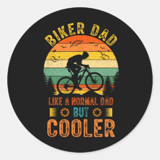 Adesivo Redondo Design De Dia de os pais De Vintagem Bicicleta Do 