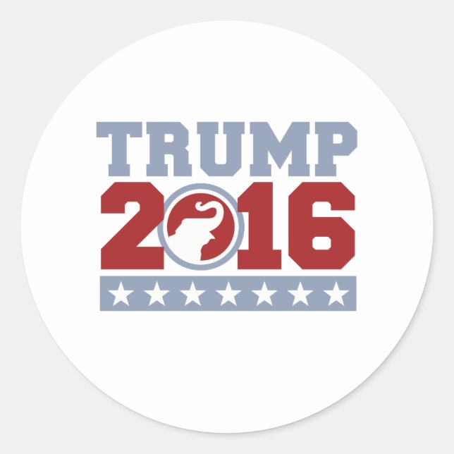 Adesivo Redondo Design de elefante redondo Trump 2016 (Frente)