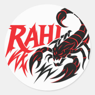 Adesivo Redondo Design de Escorpião Agressivo para Marca "RAHI"