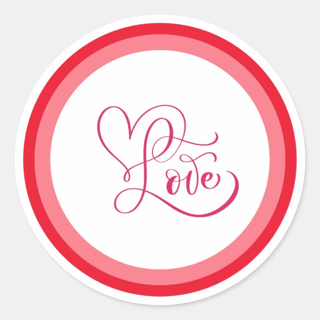 Adesivo Redondo Design de Estilo Amor Rosa Fofo (Frente)