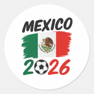 Adesivo Redondo Design de Fã de Futebol México 2026 com Bola de Fu