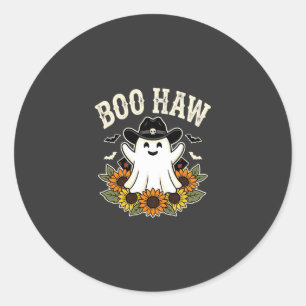 Adesivo Redondo Design de Fantasma de Halloween Ocidental Boo Haw
