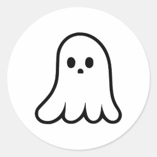 Adesivo Redondo Design de fantasma minimalista preto e branco