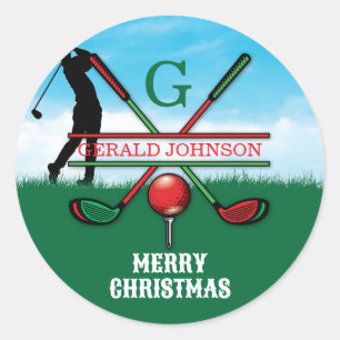 Adesivo Redondo Design de Férias de Golfe de Natal Alegre Personal