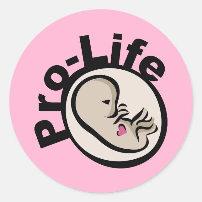Adesivo Redondo Design de Feto Pro-Life (Frente)