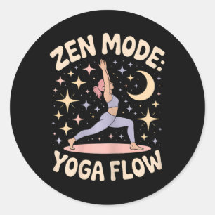 Adesivo Redondo Design de Fitness de Meditação Retro Fluxo de Yoga