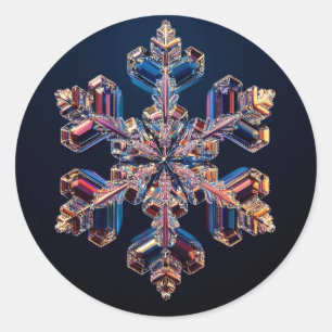 Adesivo Redondo design de floco de neve de cristal
