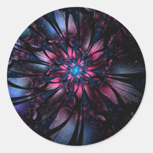 Adesivo Redondo design de flor fractal abstrato.