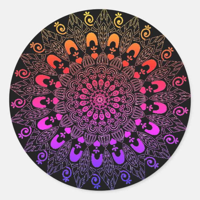 Adesivo Redondo Design de Flor Mandala (Frente)