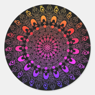 Adesivo Redondo Design de Flor Mandala