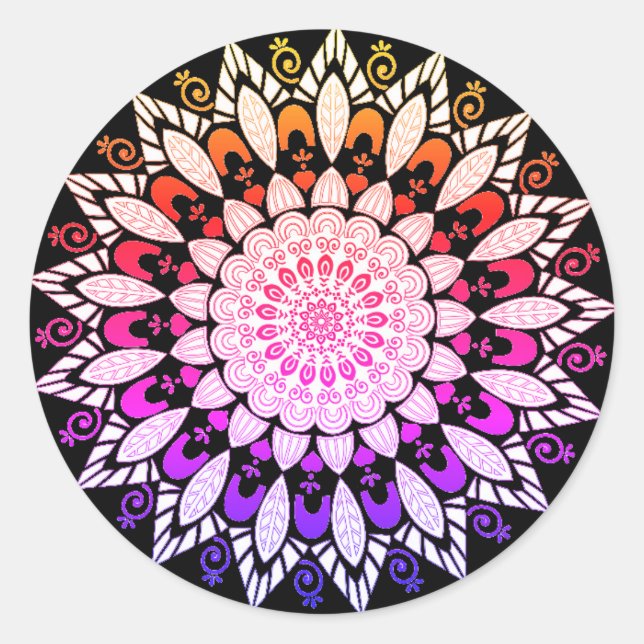 Adesivo Redondo Design de Flor Mandala (Frente)
