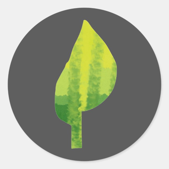 Adesivo Redondo Design de folha verde da natureza (Frente)