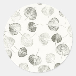 Adesivo Redondo Design de Folhas de Aspen Pretas e Brancas © Sandy