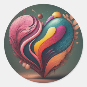 Adesivo Redondo Design de Forma do Coração