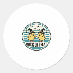Adesivo Redondo Design de Frangos de Halloween Vintage Chick ou Tr