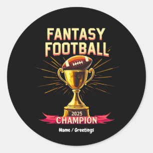 Adesivo Redondo Design de Futebol Fantasy Cômico 2025 Campeão de F