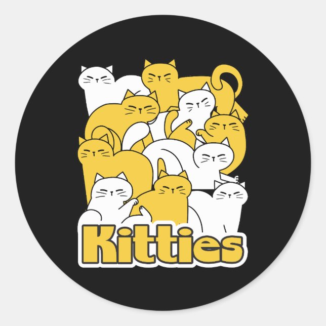 Adesivo Redondo Design de Gatinho Chubby - Adorável Arte Gato (Frente)