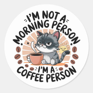 Adesivo Redondo Design de gato divertido de primeira atitude do ca