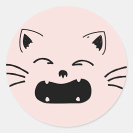 Adesivo Redondo Design de gato fofo | Arte de felino adorável