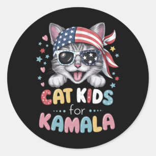 Adesivo Redondo Design De Gato Para Crianças
