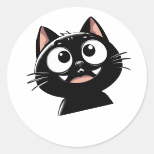 Adesivo Redondo Design de Gato Preto Esbelto