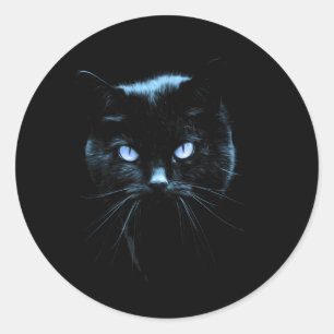 Adesivo Redondo Design de Gato Preto Olhos de Gatos Realistas Aces