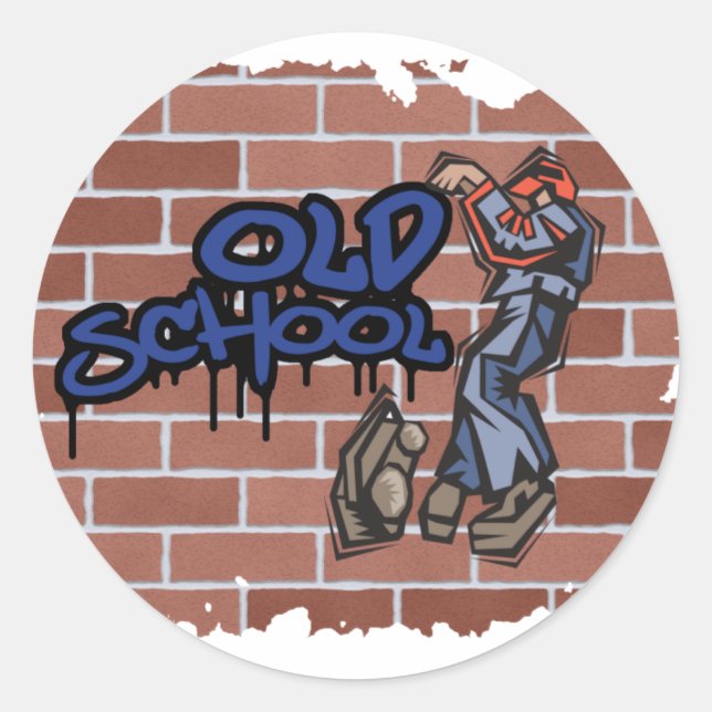 Adesivo Redondo design de grafite old school (Frente)
