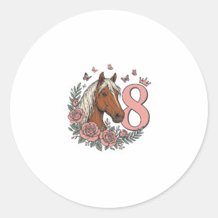 Adesivo Redondo Design de Gravura Floral Vintage para 8º Aniversár