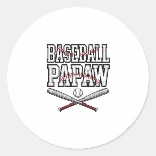 Adesivo Redondo Design de Gravura Vintage Papaw de Beisebol_1