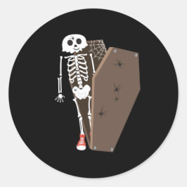 Adesivo Redondo Design de Halloween de Skeleton e Coffin