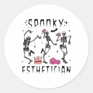 Adesivo Redondo Design de Halloween do Skeleton Estheticista Spook