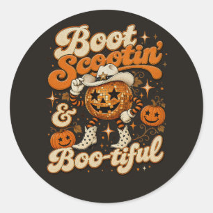 Adesivo Redondo Design de Halloween Western Boot Scootin 'e Boo-ti