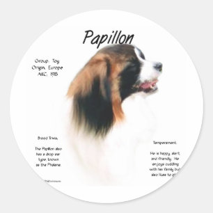 Adesivo Redondo Design de História de Papillon (Phalene)